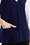 Women's Steel Knit Pocket Zippered Plain Knitwear Vest Y.a.navy blue - 6