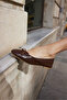 Fruta Women's Brown Knitted Pattern Real Leather Ballet Flats - 8