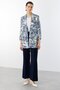 Patterned Ornamental Buttoned Jacket Indigo-4166 - 2