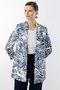 Patterned Ornamental Buttoned Jacket Indigo-4166