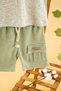 Girl Boy Baby Kids Comfortable Suit with Green Shorts Cotton Trend Fashion Baby Kids Bottom Top Suit - 3