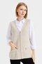 Women's Steel Knit Pocket Zippered Plain Knitwear Vest V.beige - 7
