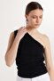 Women's Slim Fit Slim Fit Off-The-Shoulder Plain Black Blouse - 3