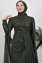 Münteha Hijab Evening Dress Khaki - 5