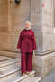 Women's Double Button Detailed Suit Claret Red