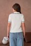 Women's Polo Neck Hair Braided Short Sleeve Slim Knitwear Sweater - 7