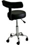 Swivel Stool Chair Height Adjustable Saddle Stools with Wheels, Black PU Synthetic Leather - 3
