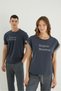 Couple Women's Pajama Set with Sleeve Ornament Stitching Detail Stripes - 2