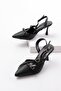 Maray Black (8 cm Heels) Pointed Toe Closed Buckle Open Back Stiletto Shoes - 4