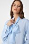 Blue Women's Shirt with Scarf Collar - 3