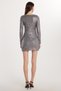 Women's Slim Fit Slim Fit Long Sleeve Gray V-Neck Mini Dress - 6
