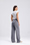 Women's Stretch Fabric Hook-and-Loop Waist Closure Palazzo Pants - 7