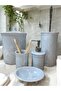 Red Ceramic Dara Collection Sky Blue Marble Patterned Lux 5-Piece Bathroom Set
