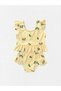 Girl's Cream Color Olive Print Quick Dry Stretchy Tight Woven Bikini Set with Ruffled Sleeves