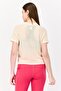 Women Sportswear Fit Short Sleeve Training Top , Beige - 2