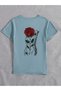 Women's Baby Blue Rose Women's Printed Oversize T-Shirt - 2