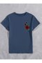 Women's Navy Blue Rose Women's Printed Oversize T-Shirt - 3
