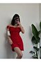 Women's Short Sleeved, Front Ruched, Lined, Premium Quality Design, Above the Knee, Summer Aerobic Dress - 5
