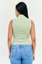 Women Mock Neck Sleeveless Ribbed Tank Top, Mint Green - 3