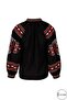 Women's Ethnic Embroidered Vintage Black Linen Cotton Blend Blouse - 4