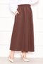 Pocket Detailed Sports Cotton Skirt Brown - 3