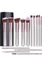 مجموعة فرش مكياج فاخرة من MEC، لون بنفسجي، 14 قطعة