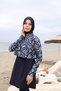 Women's Navy Blue 4-Piece Hijab Swimsuit Set – Water Repellent Fabric Elegant Model - 4