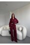 Women's Jacquard Draped Fabric Shirt and Trousers Set - 3