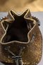 Women's Gold Design Evening Dress Bag. Tassel Detailed Stone Embroidered Handbag. - 9
