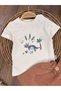 Dinosaur Printed Waffle Detailed Salopet Baby Boy Suit Summer Shoulder Snap Fastener Short Sleeve Short Leg - 2