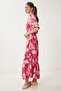 Women's Pink Bone Patterned Summer Woven Dress RG00055 - 4