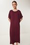Women's Burgundy Button Detailed Summer Knitted Dress Zv00291 - 3