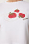 Women's White Printed Crop Knitted T-Shirt Wo00053 - 5