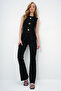 Women's Black Crew Neck Gold Buttoned Ottoban Blouse and Spanish Flare Pants Set Alc-X13981 - 7