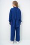 Women's Navy Blue Double Pocket Safari Jacket and Elastic Waist Wide Leg Aerobin Trousers Suit Ymx8448 - 8