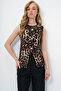Women's Leopard Crew Neck Gold Buttoned Ottoban Blouse Alc-X13729 - 5