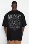 Büyük Beden Siyah Oversize/Geniş Kesim %100 Pamuklu T-Shirt TMNSS25BF00008