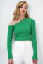 Women's Green Boat Neck Single Off-The-Shoulder Camisole Blouse Alc-X13068 - 4