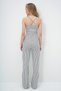 White Striped Summer Jumpsuit with Cross Straps on the Back and Pleat and Ruffle Detail Alc-X13892 - 5