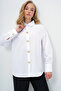 White Heart Button Oversize Poplin Shirt Alc-X13935 - 3