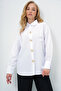 White Heart Button Oversize Poplin Shirt Alc-X13935 - 4