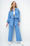 Indigo Double Pocket Safari Jacket and Wide Leg Aerobin Trousers Set with Elastic Waist Ymx8448 Ymx8448