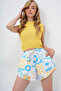 White Double Pocket Multi Patterned Self-Tie Beach Shorts Alc-X14135 - 5