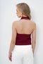 Women's Burgundy Backless Scallop Ribbed Tie-Up Crop Vest Alc-X13984 - 6