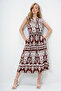 Ecru Brown Judge Collar Front Buttoned Zero Sleeve Woven Summer Dress Alc-X14088
