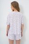 Women's Micro Floral Purple V-Neck Cotton Micro Print T-Shirt and Shorts Pajamas Set Pjm-X13894 - 6