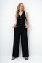 Women's Black Lace-Up Detailed Openwork Vest and Double Pocket Palazzo Pants Set Alc-X13958