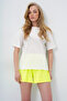 Women's Lemon Yellow Cotton Basic T-Shirt and Tie-Up Shorts Combed Cotton Bottom Top Set Pjm-X13904 - 2