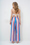 Women's Pink Blue Double Pocket Line Patterned Wide Leg Summer Trousers Alc-X14142 - 6