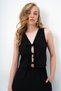 Women's Black Lace-Up Detailed Openwork Vest and Double Pocket Palazzo Pants Set Alc-X13958 - 5